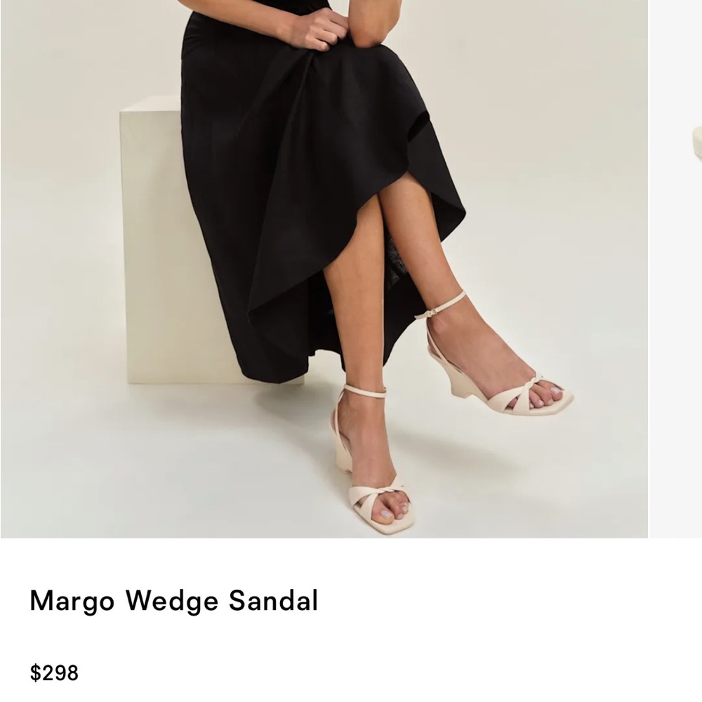 Reformation Margo Wedge Sandal in Almond Leather